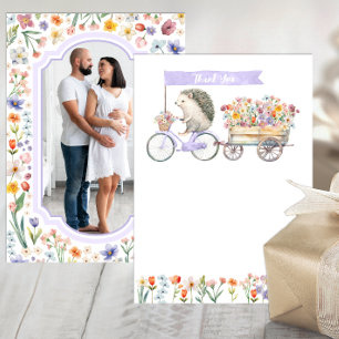 Lavender Photo Thank You – Hedgehog Baby Shower  Card