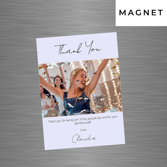 Lavender photo thank you magnet card (Creator Uploaded)