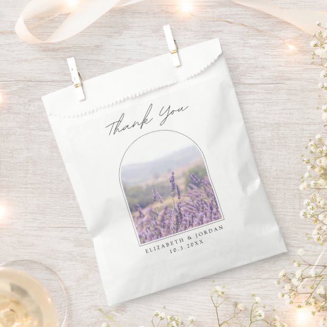 Lavender Photo Wedding Favor Thank You Bag (Clipped)