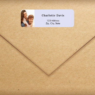 Lavender photo wedding return address label
