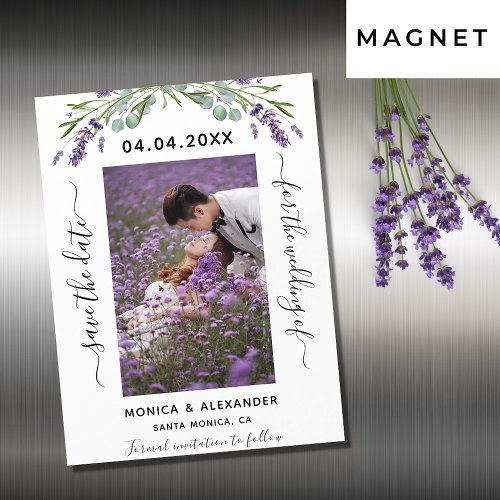 Lavender photo wedding Save the Date magnet