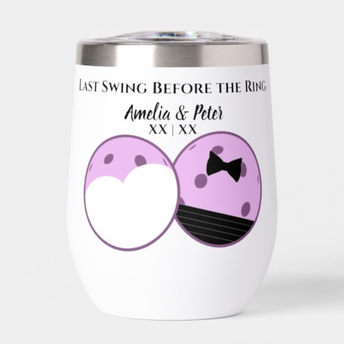 Lavender Pickleballs Gown and Tuxedo Thermal Wine Tumbler