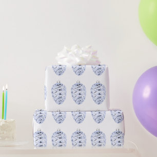 Lavender Pinecone White Wrapping Paper