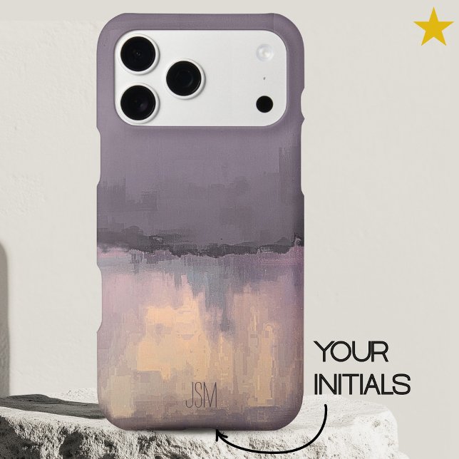 Lavender Pink Abstract Modern Art Custom Name  iPhone Case (Creator Uploaded)