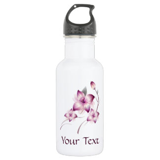 Lavender Pink Airbrush Style Flowers Water Bottle