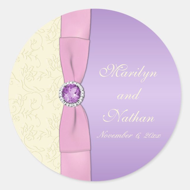 Lavender, Pink, and Ivory 1.5" Round Sticker (Front)