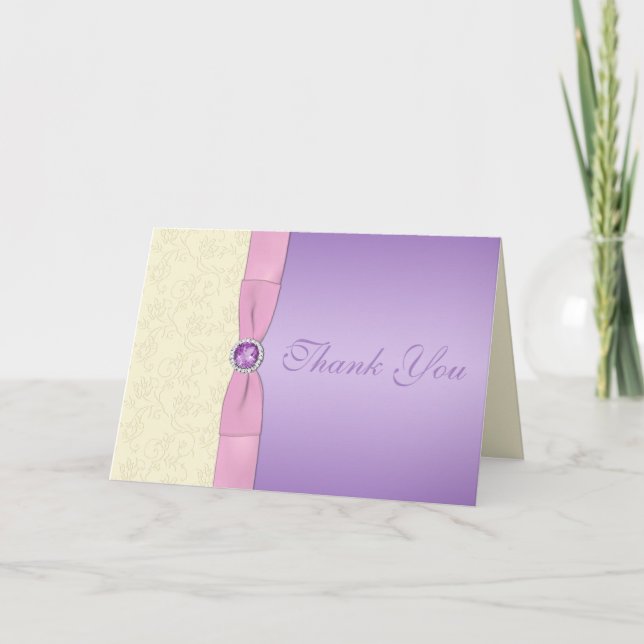 Lavender, Pink, and Ivory Alternate Thank You Card (Front)