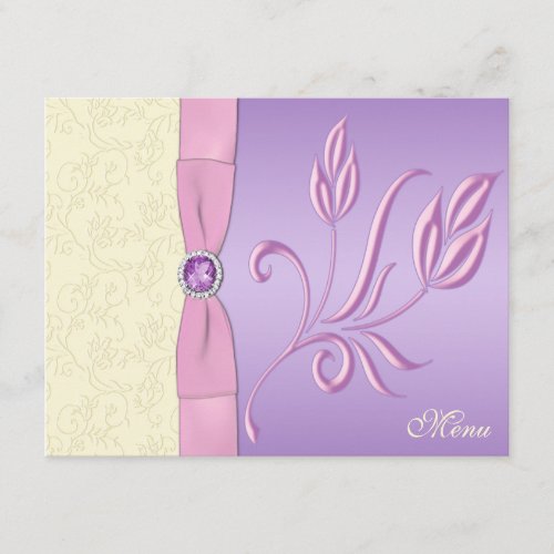 Lavender Pink and Ivory Menu Card