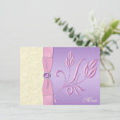 Lavender, Pink, and Ivory Menu Card (Standing Front)