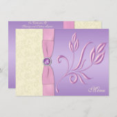 Lavender, Pink, and Ivory Menu Card (Front/Back)