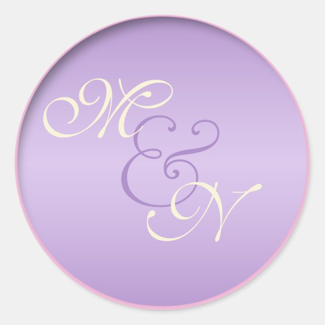 Lavender, Pink, and Ivory Monogrammed 1.5" Sticker (Front)