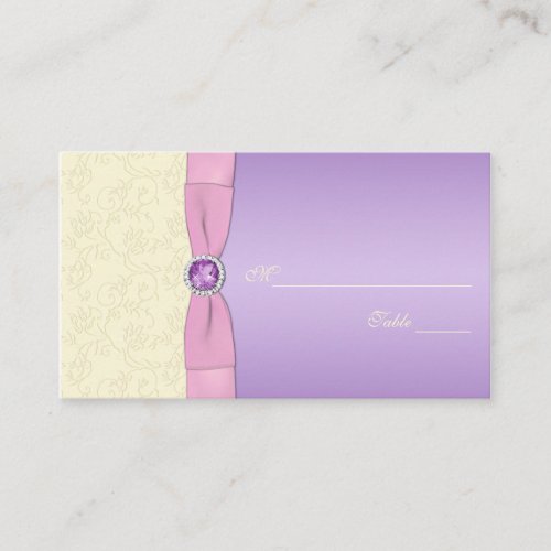 Lavender, Pink, and Ivory Placecards Business Card Template