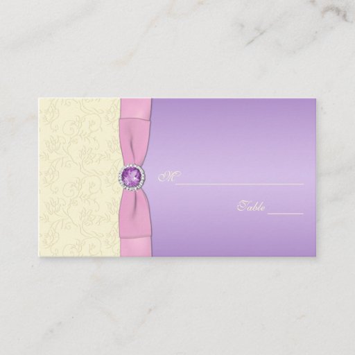 Customizable Lavender, Pink, and Ivory Placecards Business Card Template