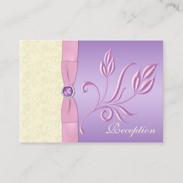 Lavender, Pink and Ivory Reception Card (Front)
