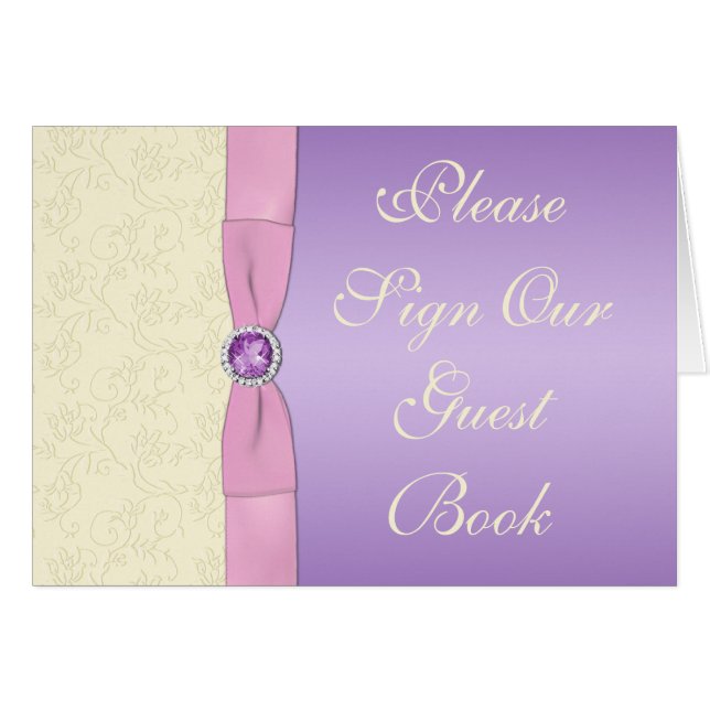 Lavender, Pink, and Ivory Reception Table Card (Front Horizontal)