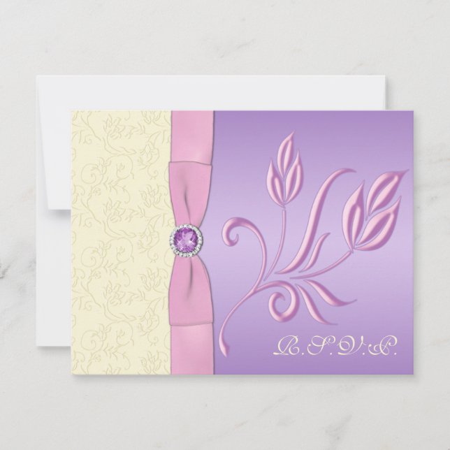 Lavender, Pink and Ivory RSVP Card (Front)