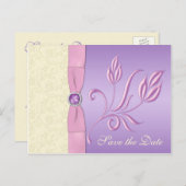 Lavender, Pink, and Ivory Save the Date Postcard (Front/Back)