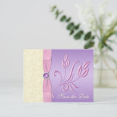 Lavender, Pink, and Ivory Save the Date Postcard (Standing Front)