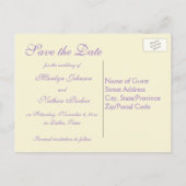 Lavender, Pink, and Ivory Save the Date Postcard (Back)