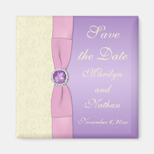 Lavender, Pink, and Ivory Wedding Favor Magnet