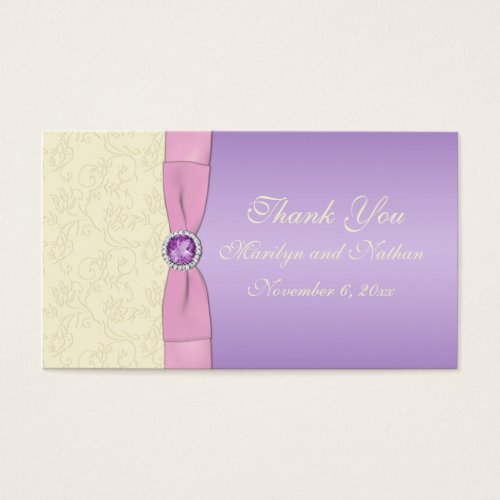 Lavender, Pink, and Ivory Wedding Favor Tag Business Card