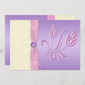 Lavender, Pink and Ivory Wedding Invitation (Front/Back)