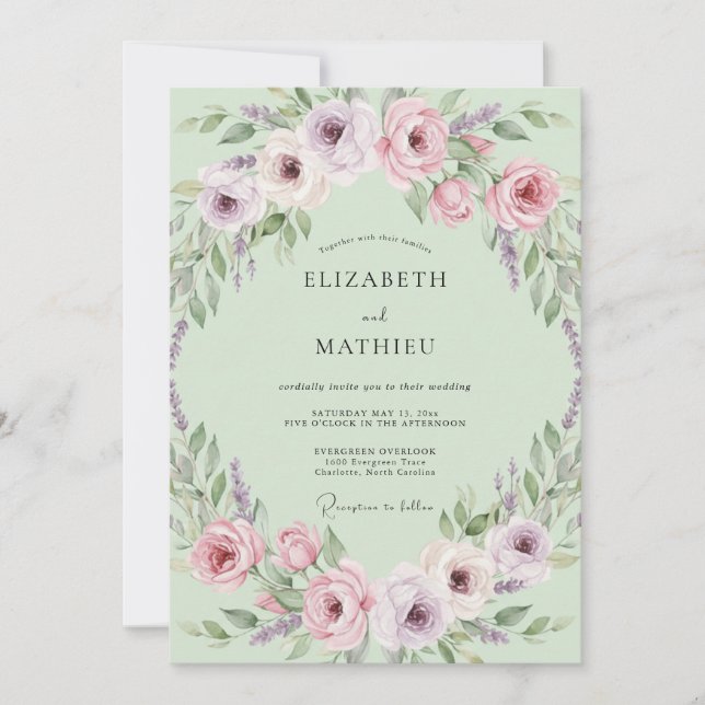 Lavender Pink Blossom Spring Wedding Invitation (Front)