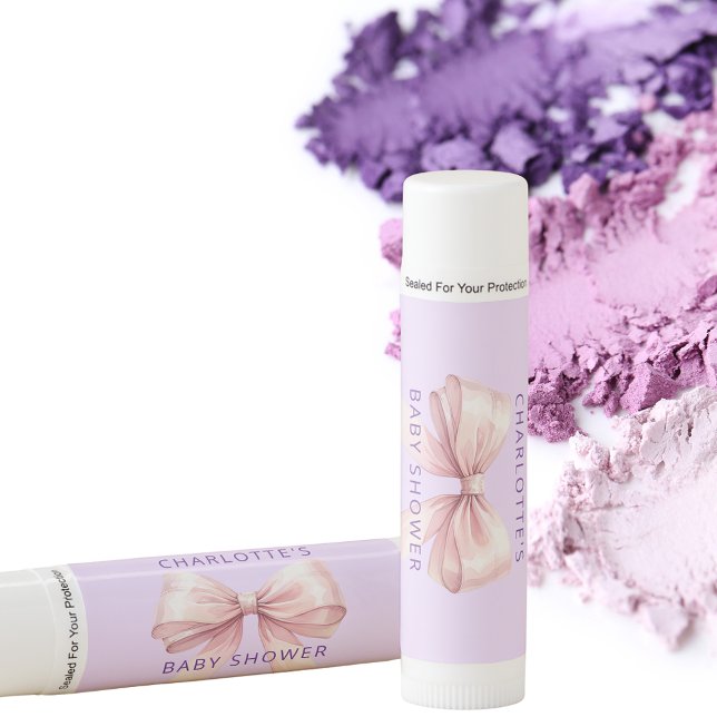 Lavender pink bow Baby Shower Lip Balm (Creator Uploaded)