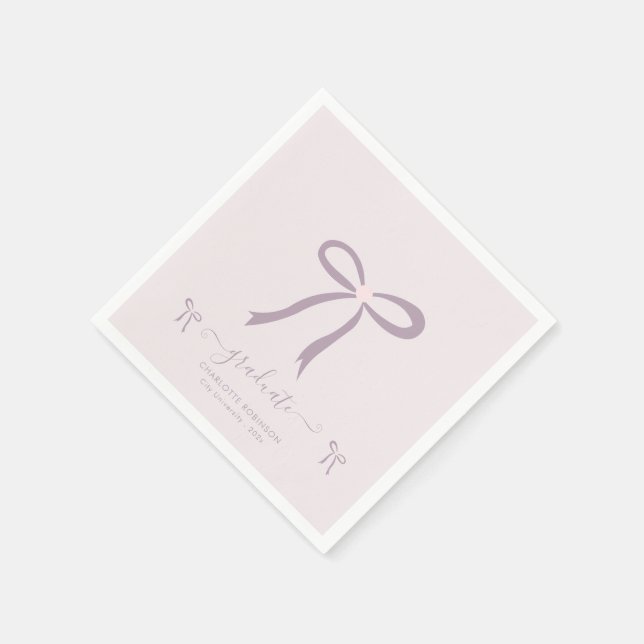Lavender Pink Bow Graduation Party  Napkins (Corner)