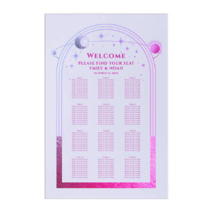 Lavender Pink Celestial Wedding Seating Chart Acrylic Print