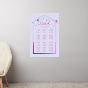 Lavender Pink Celestial Wedding Seating Chart Wall Decal
