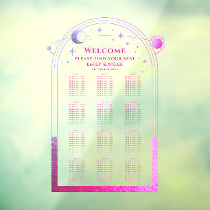 Lavender Pink Celestial Wedding Seating Chart Window Cling