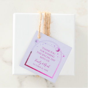 Lavender Pink Celestial Wedding Thank You Favor Tags