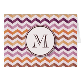 Lavender Pink Chevron Stripes w/ Round Monogram Cards