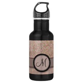 Lavender Pink Coin Pattern with Monogram Water Bottle