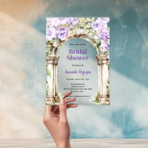 Lavender pink floral arch clear Bridal Shower Acrylic Invitations