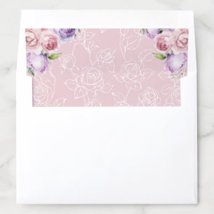 Lavender Pink Floral Wedding Envelope Liner
