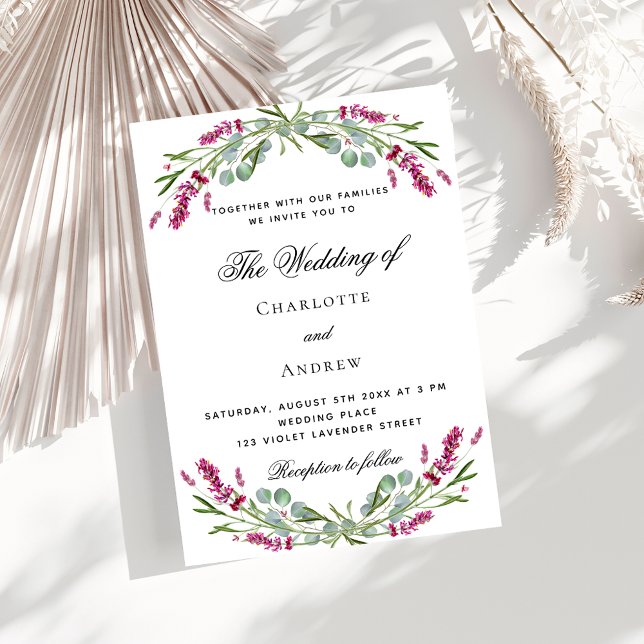 Lavender pink florals greenery wedding invitation (Creator Uploaded)