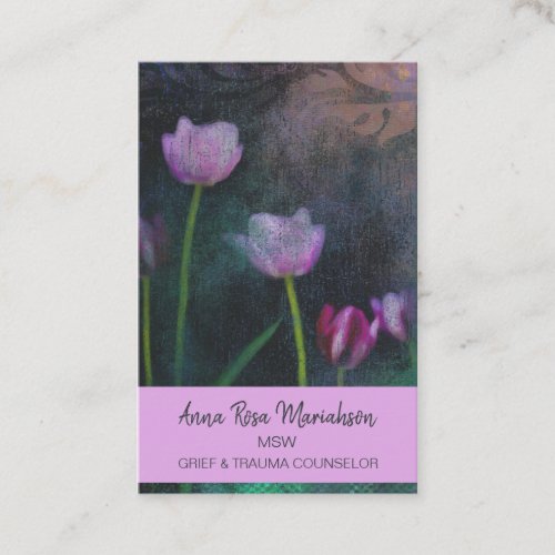  Lavender Pink Gray Tulip Grunge Shabby Vintage Business Card
