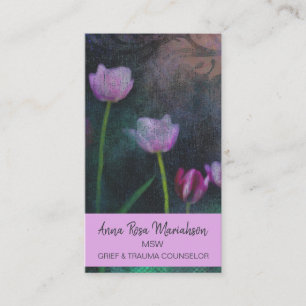 *~* Lavender Pink Gray Tulip Shabby Vintage Grunge Business Card
