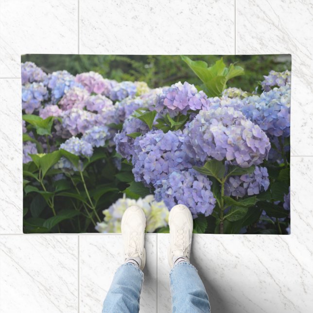 Lavender & Pink Hortensia Hydrangea Flowers Doormat (Indoor)