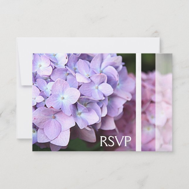 ©Lavender & Pink Hydrangeas Wedding RSVP Card (Front)