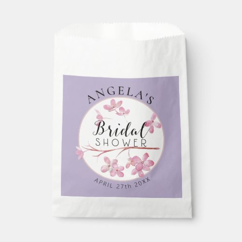 Lavender Pink Lilac Blossom Bridal Shower Favor Bag