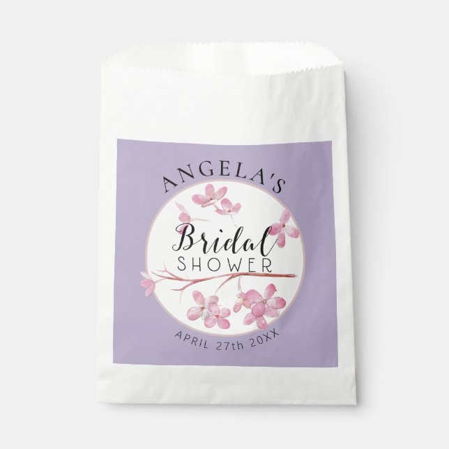 Lavender Pink Lilac Blossom Bridal Shower Favor Bag (Front)