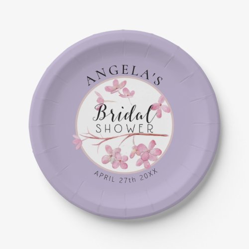Lavender Pink Lilac Blossom Bridal Shower Paper Plates