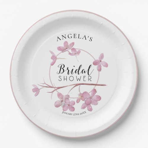 Lavender Pink Lilac Blossom Bridal Shower Paper Plates