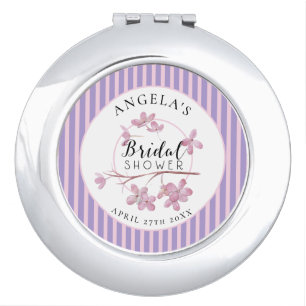 Lavender Pink Lilac Stripes Bridal Shower Compact Mirror