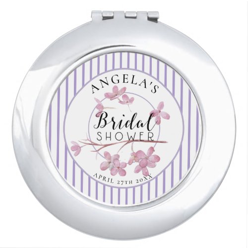 Lavender Pink Lilac Stripes Bridal Shower  Compact Mirror