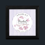 Lavender Pink Lilac Stripes Bridal Shower  Gift Box<br><div class="desc">The serenity of sweet lilac florets encircle a bridal shower badge. Simple floral is understated and elegant. Color is completely feminine. Subtle,  elegant,  and beautiful. Centered with "Bridal Shower" in bespoke typography. White and soft pastel lilac striped background.</div>