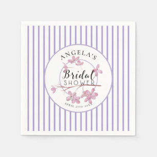 Lavender Pink Lilac Stripes Bridal Shower  Napkins